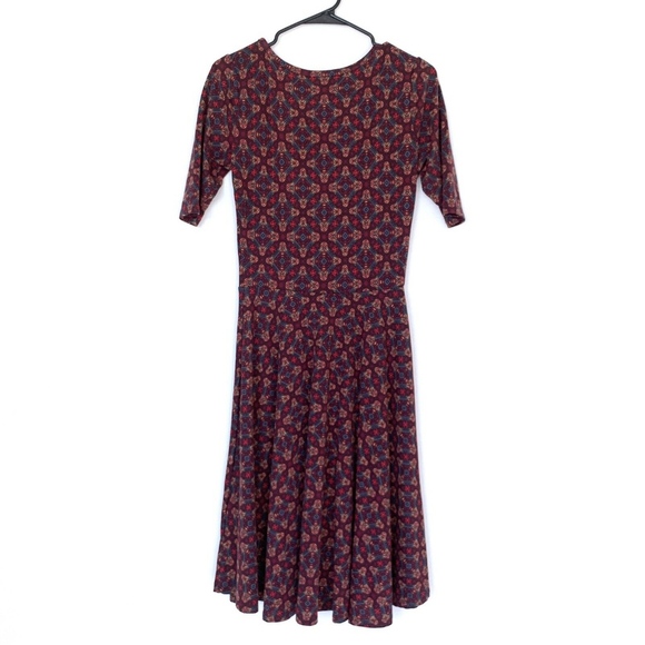 LuLaRoe Red Yellow Diamond Print Nicole Dress - Picture 6 of 8